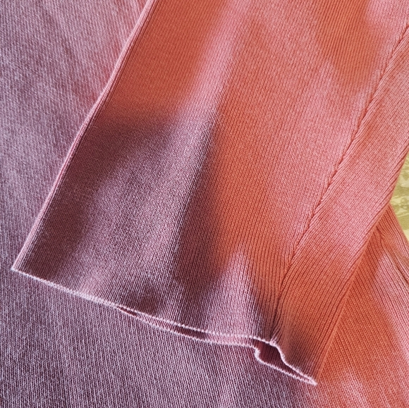 Liz Claiborne Coral Zip-Up Ribbed Cardigan Sweater Size XL SILK Blend - Picture 10 of 10